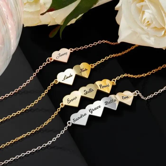MaiLun personnaliser nom coeurs femmes Bracelet en acier inoxydable Bracelet personnalisé meilleur c