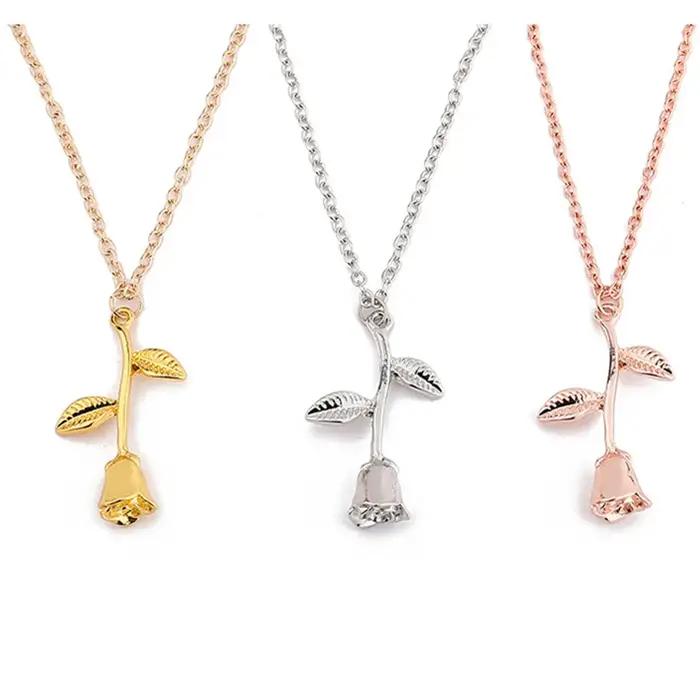 Collier de bijoux de mode en argent couleur or Rose