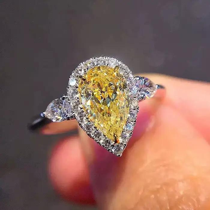 Bague de mariage en argent sterling 925 pour femmes, bagues de luxe en zircon jaune et rose, bijoux fins, vente en gros