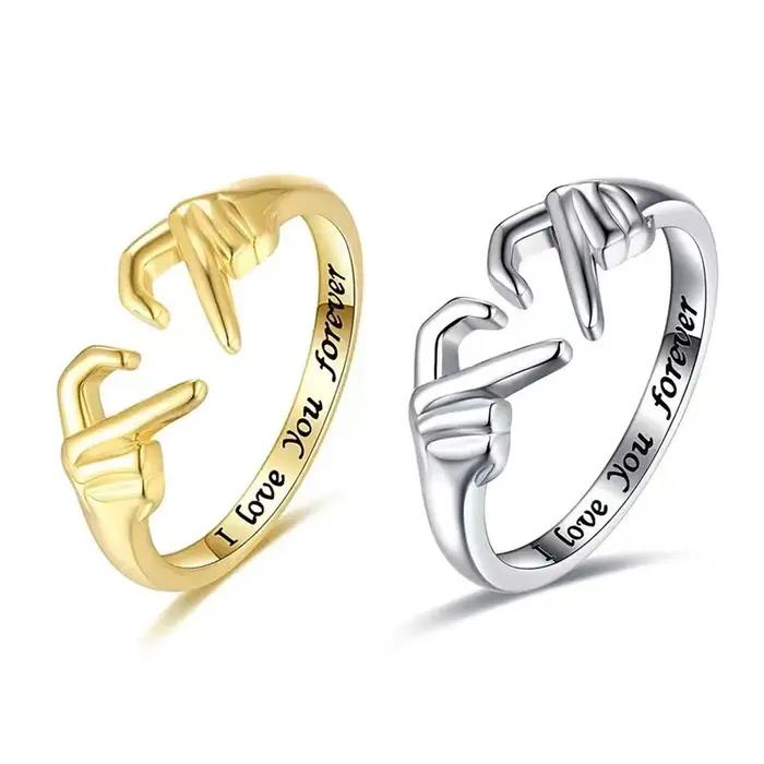 Bague de couple en forme de coeur alliage de zinc romantique engagement amour éternel pour femme homme occasions spéciales anniversaire cadeau unique