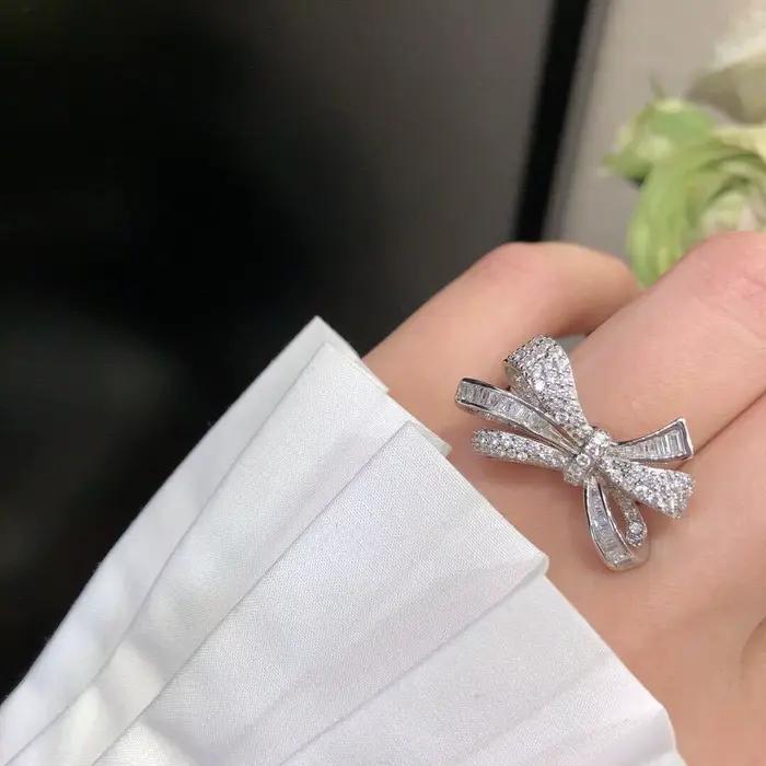 Bague de fiançailles de mariage en argent pour femme, plaque, document, nœud, nœud, Zinsend on Ring, bijoux à la mode, nouveau