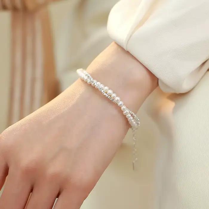 Bracelets de perles en argent Sterling 925 pour femmes et filles