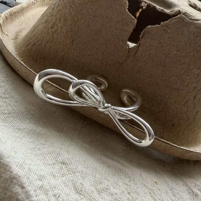 Bagues en argent Sterling 925 pour femmes, faites à la main, réglables, simples, en forme de grand nœud, à la mode, Bijoux, cadeau