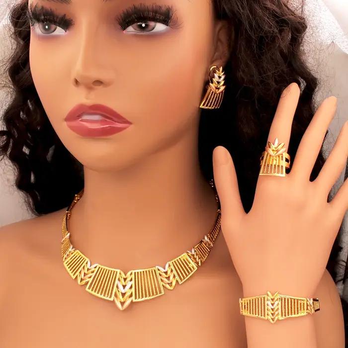 GZJPEI Dubai grand ensemble de bijoux mode déclaration cadeaux de mariage conception collier ras du cou boucles d'oreilles Bracelet bague 2025 nouveau