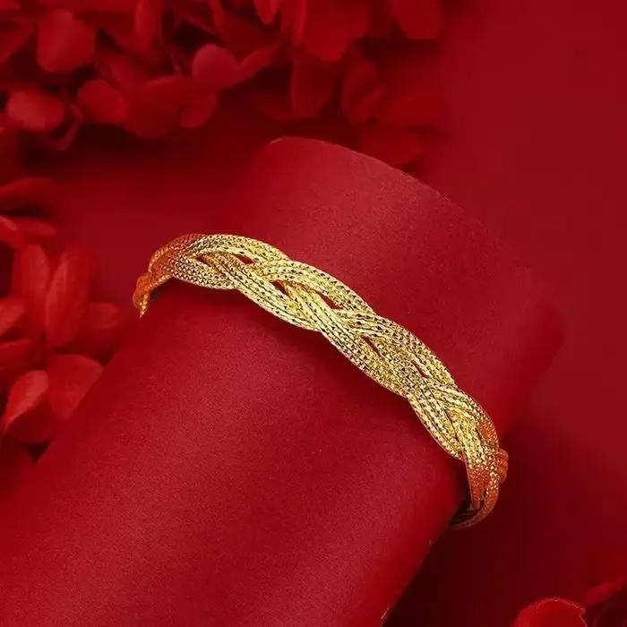 Bracelets en or véritable 18 carats pour femmes, tissage sans démoulage, corde de chanvre, de haute qualité, de luxe, AU750, bijoux fins pour fête, Banquet