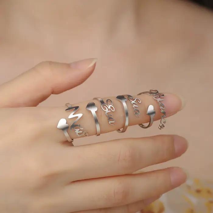 Bague personnalisée à double prénom pour femmes et hommes