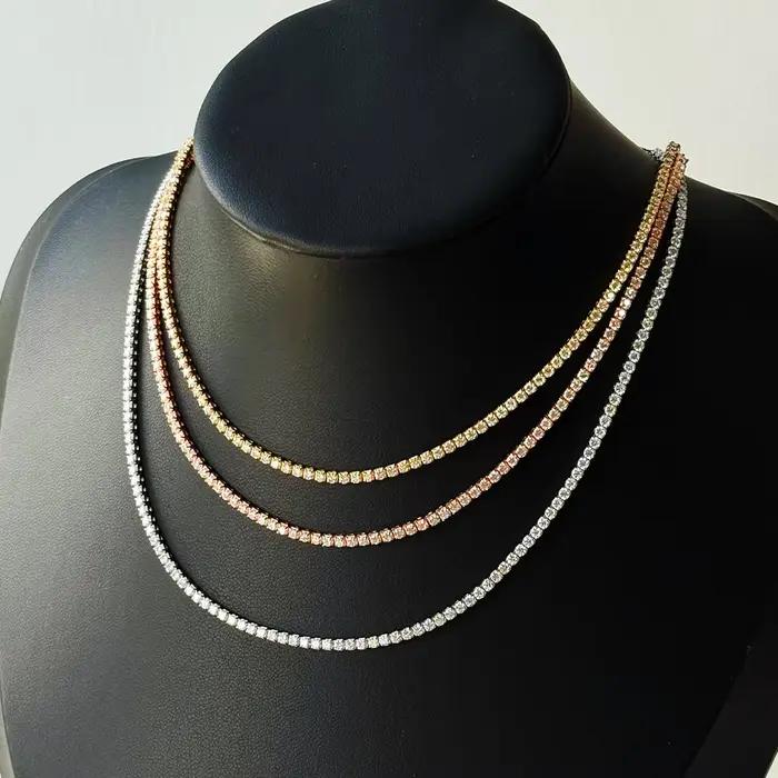 COSYA – collier ras du cou en moissanite de 2mm pour femmes