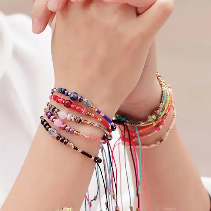 Bracelet bohémien en pierre Howlite naturelle pour femmes