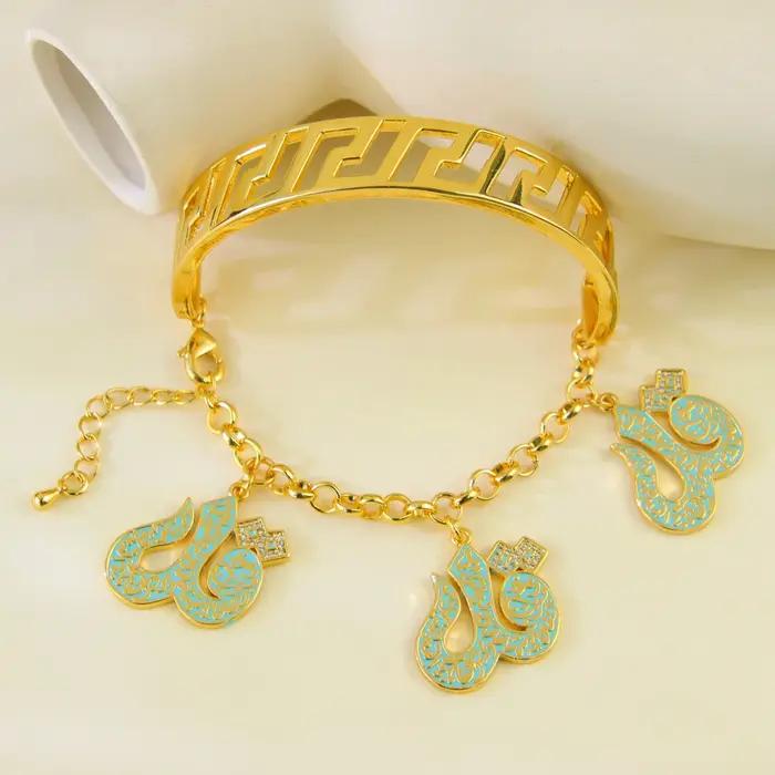 Bracelet Hip Hop Mode Arabe Plaqué Or Breloques Punk Musulmanes Bijoux Vintage Fête Femmes Marocaines Occasions Spéciales