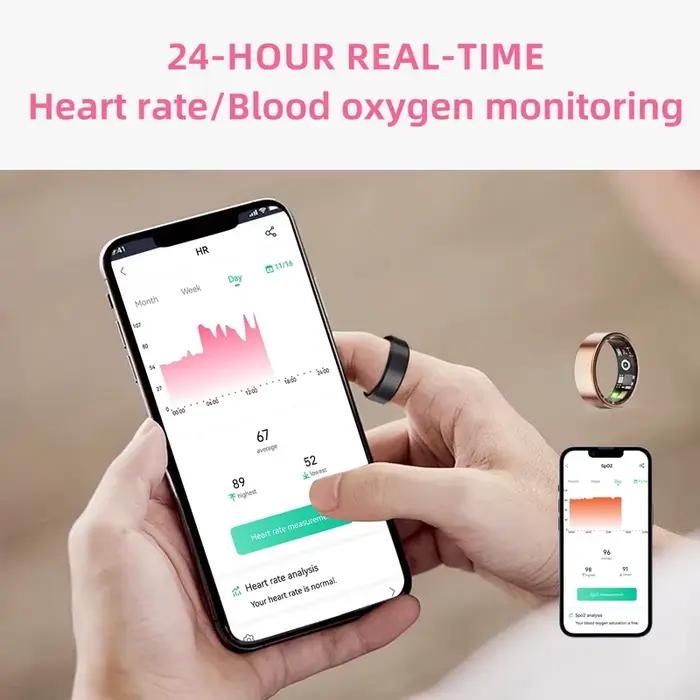 Bague connectée multifonctionnelle étanche pour hommes et femmes, avec suivi d'activité, compteur de pas, moniteur de santé et de sommeil
