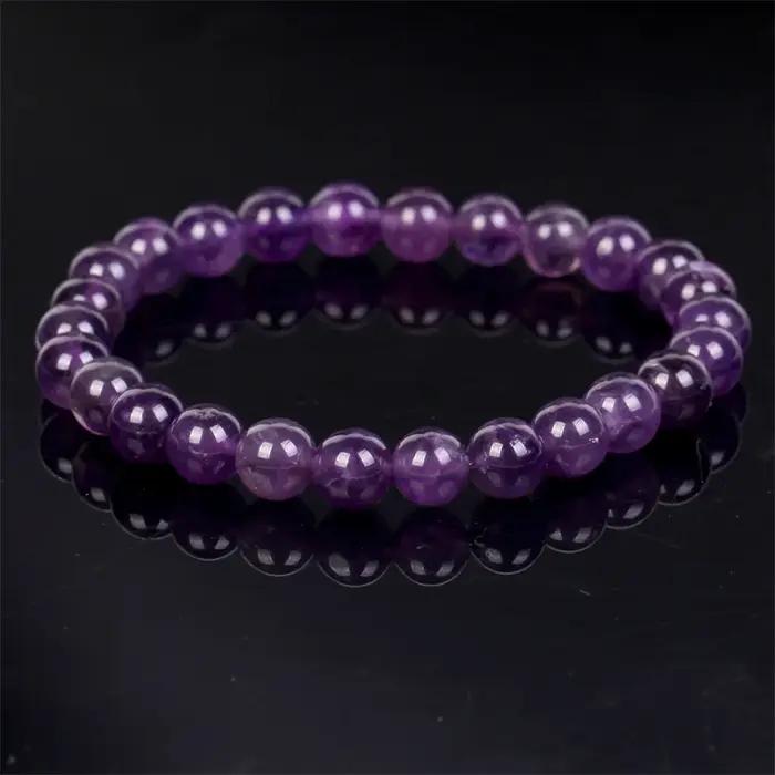 Bracelet améthyste en véritables perles de cristal naturel purifiant le corps véritable