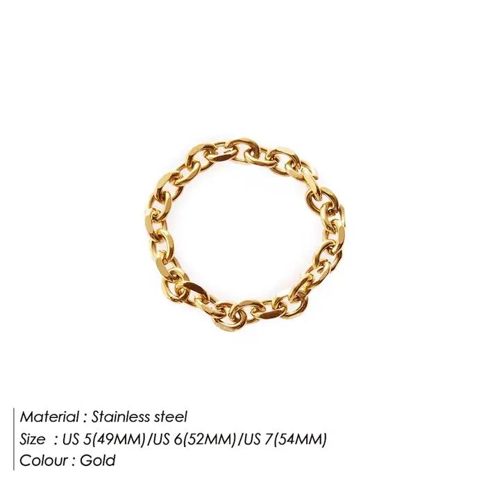 Bague de fiançailles minimaliste en acier inoxydable avec lettres personnalisées et plaquage Or 14K style géométrique pour femme