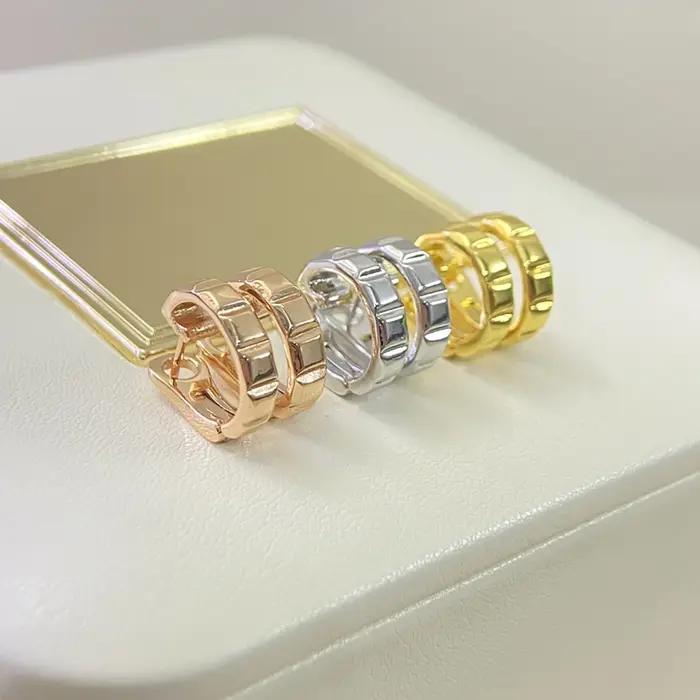 Bijoux de luxe romantiques français S 925 boucles d'oreilles pour femmes en argent sterling plaqué or 18 carats. cadeau de Noël