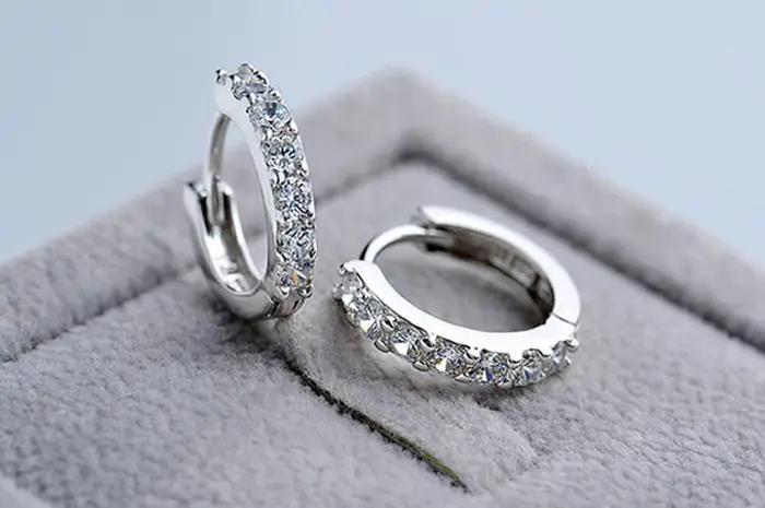 Bébé 925 argent 10mm cercle Zircon petite boucle d'oreille pour enfant Grils