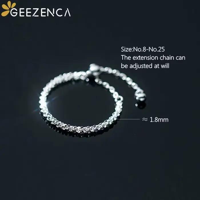 GEEZENCA – bague en argent brillant S925 pour filles et femmes, anneau ajustable, minimaliste, scintillant, bijoux italiens, nouvelle tendance, cadeau tendance, 2021