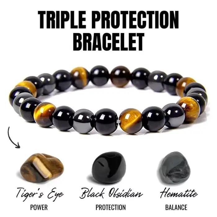 Bracelets en perles d'oeil de tigre en hématite d'obsidienne noire naturelle pour hommes et femmes, Protection magnétique de la santé, bijoux d'âme