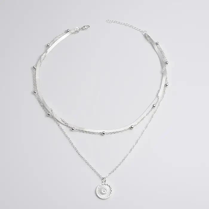 Collier rond à trois couches en argent Sterling 925