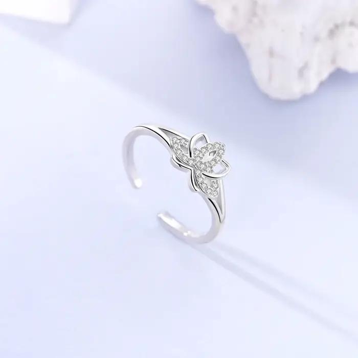 Bague en argent Sterling 925 motif étoile et lune pour engagement et occasions spéciales femmes filles bijoux cadeaux d'anniv