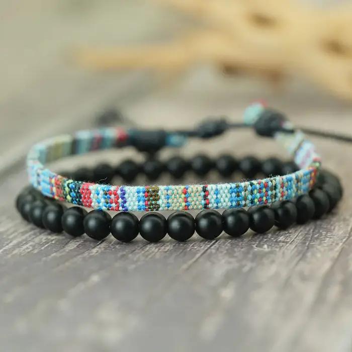 Ensemble de bracelets tressés à la main Noter pour homme style bohème occassions spéciales polyvalents vibrant
