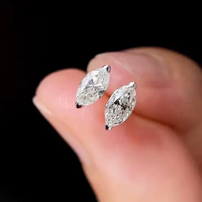Luxe 0.5-3 Carats Marquise coeur poire Moissanite femmes diamant boucle d'oreille Stud 925 boucles d'oreilles en argent