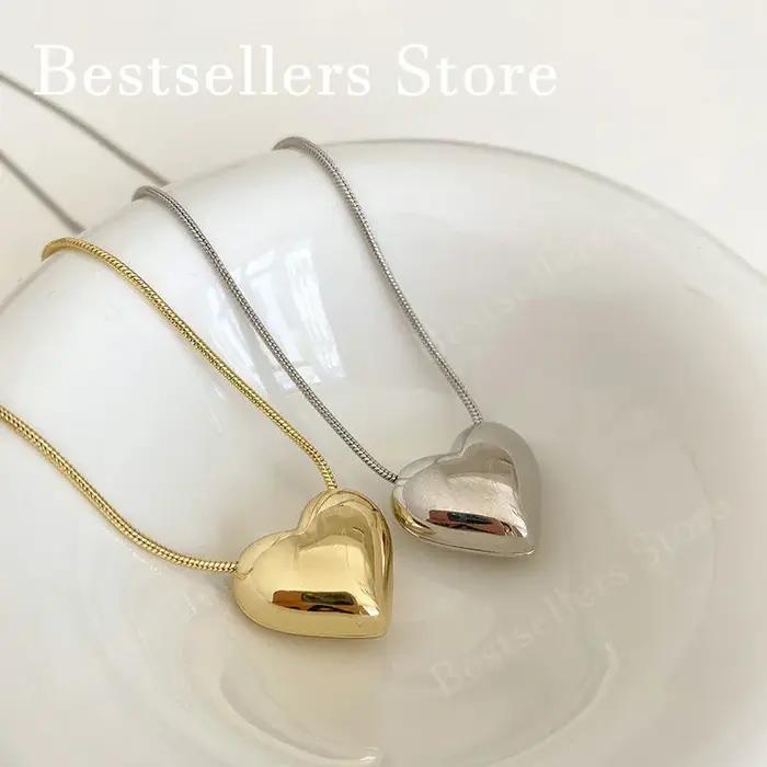 Collier Cœur en Argent Sterling 925 / Plaqué Or – Bijoux de Mode pour Femmes
