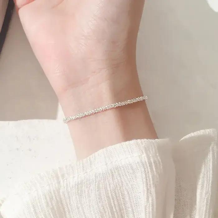 Punk 925 argent 8 pouces exquis brillant Bracelet mode femmes charme fête de mariage cadeau bijoux
