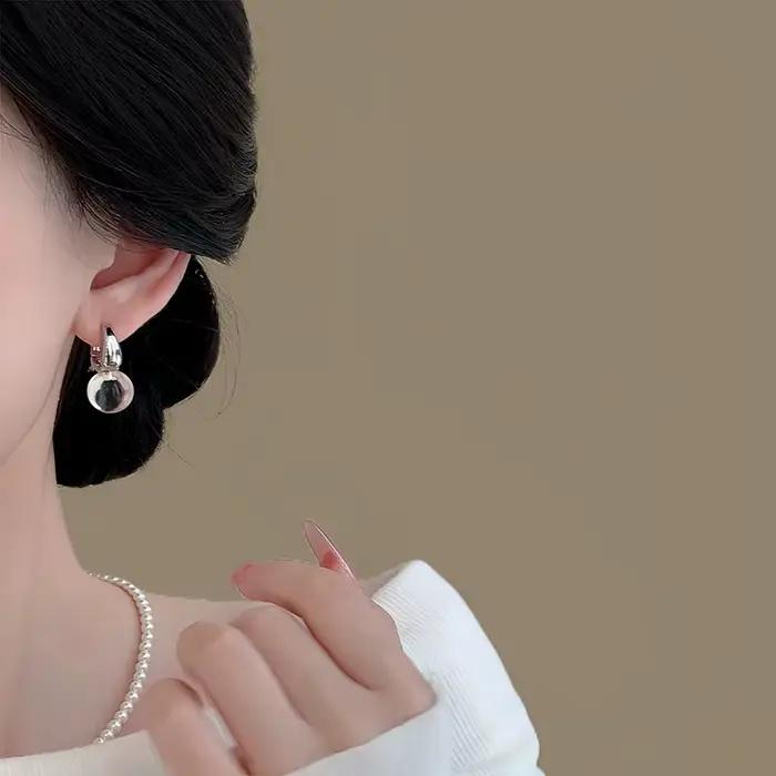 Nouveau design 2026 – Boucles d'oreilles pendantes rondes transparentes en résine, style coréen, bijoux polyvalents pour filles et femmes