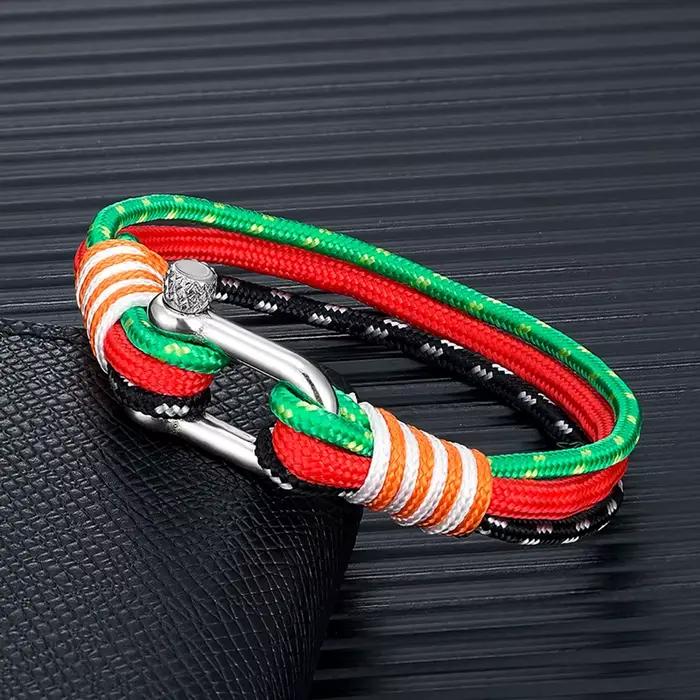 MKENDN – Bracelet de surfeur Boho fait à la main pour hommes et femmes, bijoux unisexe avec boucle de manille en acier inoxydable
