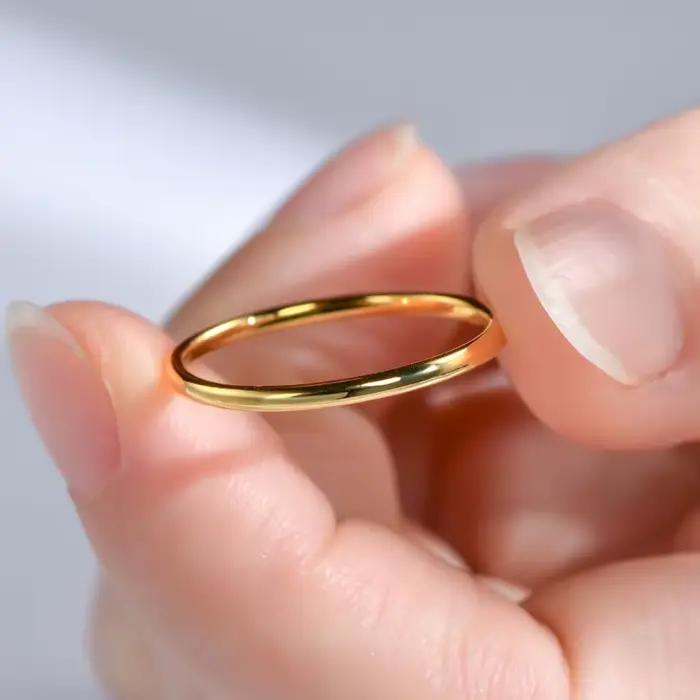 Bague IOGOU plaquée or 18 carats pour femme, en argent sterling 925, tendance, nouveauté, style simple, alliance de mariage, bague en métal, bijoux fins pour couple