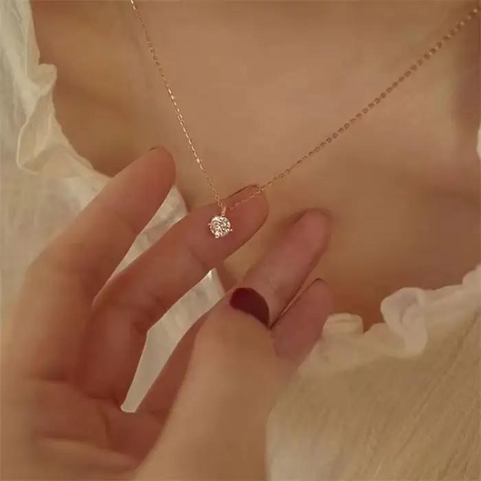 Collier en argent sterling 925 avec pendentif zirconium blanc romantique pour femmes occasions spéciales cadeau de luxe