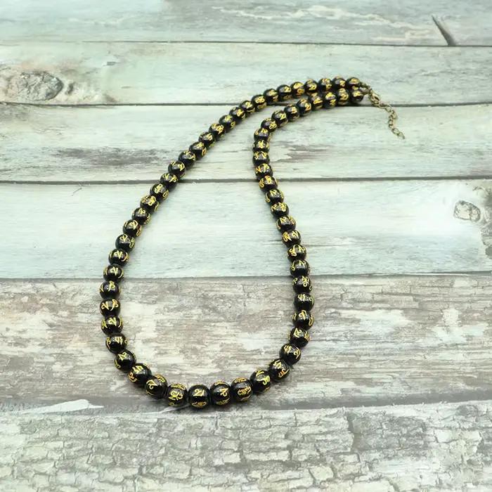 Collier minimaliste en œil de tigre pour hommes et femmes, grandes perles de 10mm, Long de 22 pouces, hip hop Rock, Onyx noir, obsidienne, perles