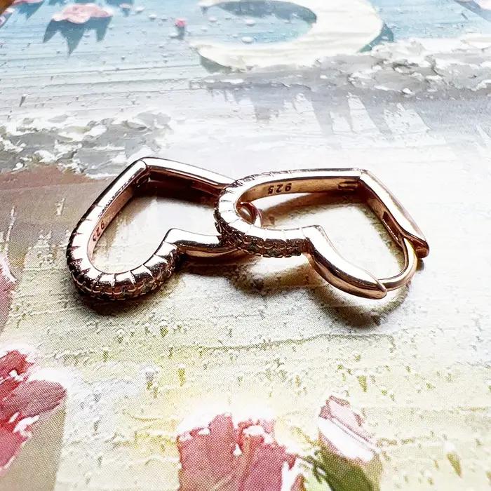 Boucles d'oreilles en forme de cœur en or Rose pour femmes
