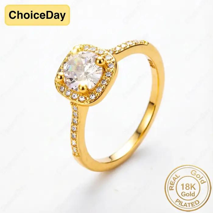 Bague délicate en zircon carré plaquée or 18 carats alliance de mariage pour femme occasions spéciales fiançailles fêtes
