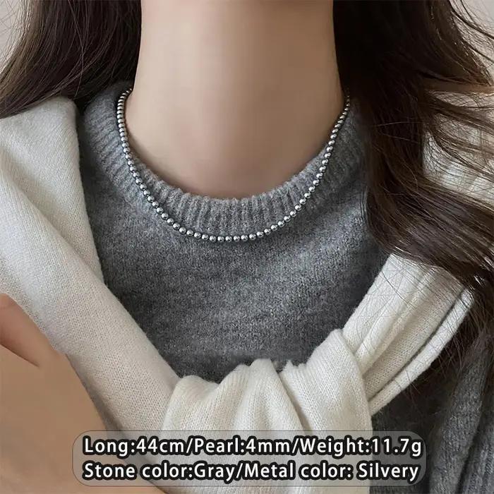 Collier élégant de perles grises de Tahiti avec boucle magnétique, chaîne de clavicule polyvalente,