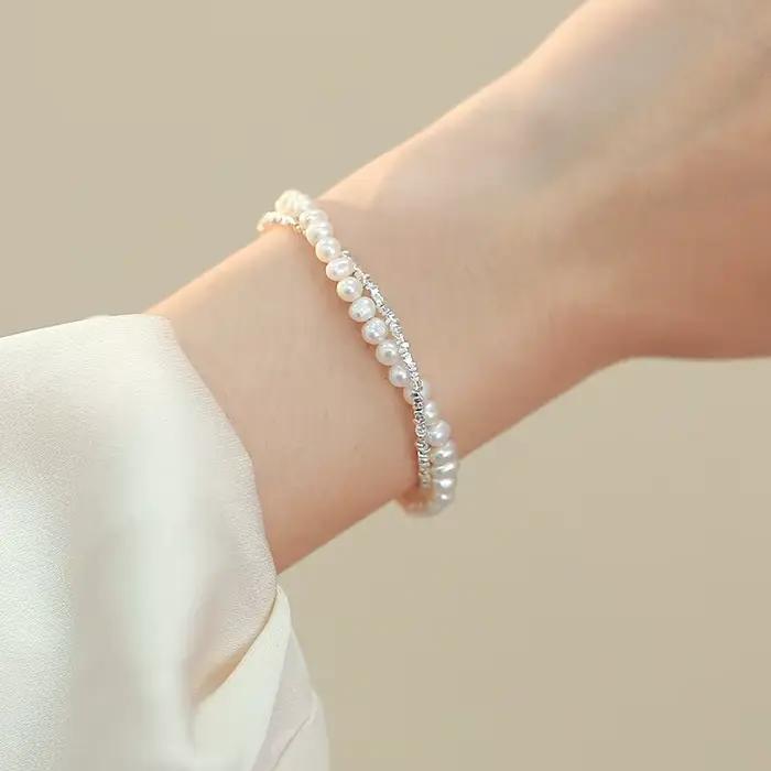 Bracelets de perles en argent Sterling 925 pour femmes et filles