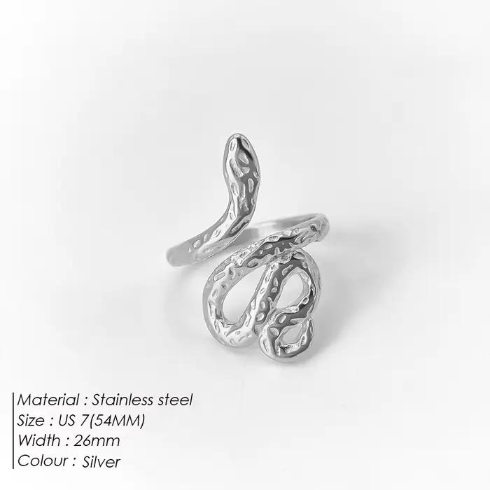 Bague Serpent en Acier Inoxydable EManco Style Bohème avec Motifs Texturés, Idéale pour le Quotidien