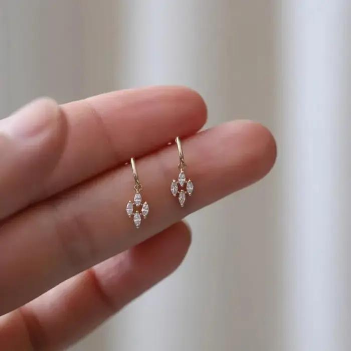 Boucles d'oreilles en argent Sterling 925 plaqué or 14 carats, pendentif japonais Vintage en diamant