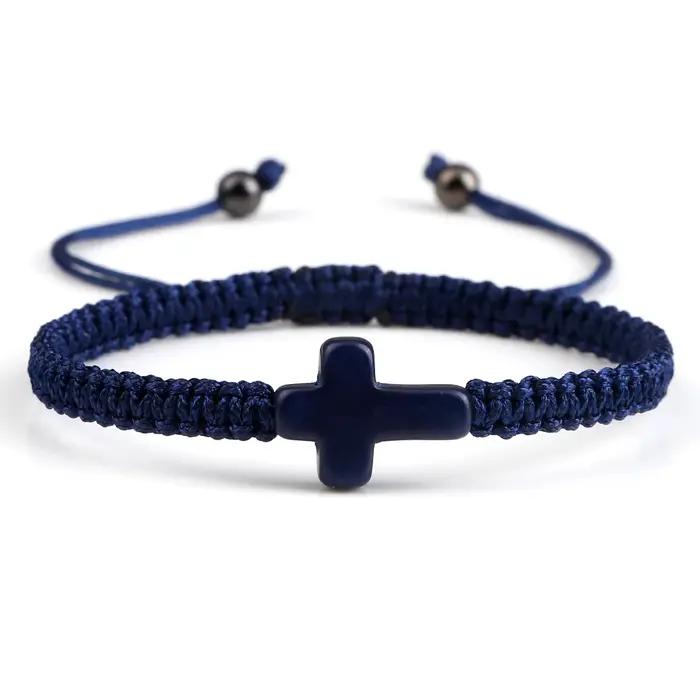 Bracelet croix de jésus tissé à la main pour hommes et femmes