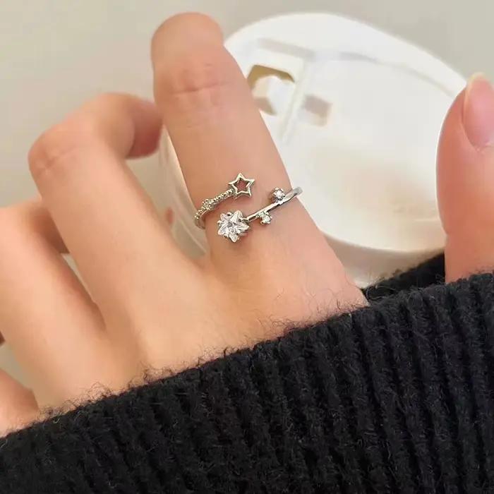 Bagues en argent sterling 925 serties de zirconium blanc pour femmes, élégantes bagues de cocktail pour mariage et occasions spéciales