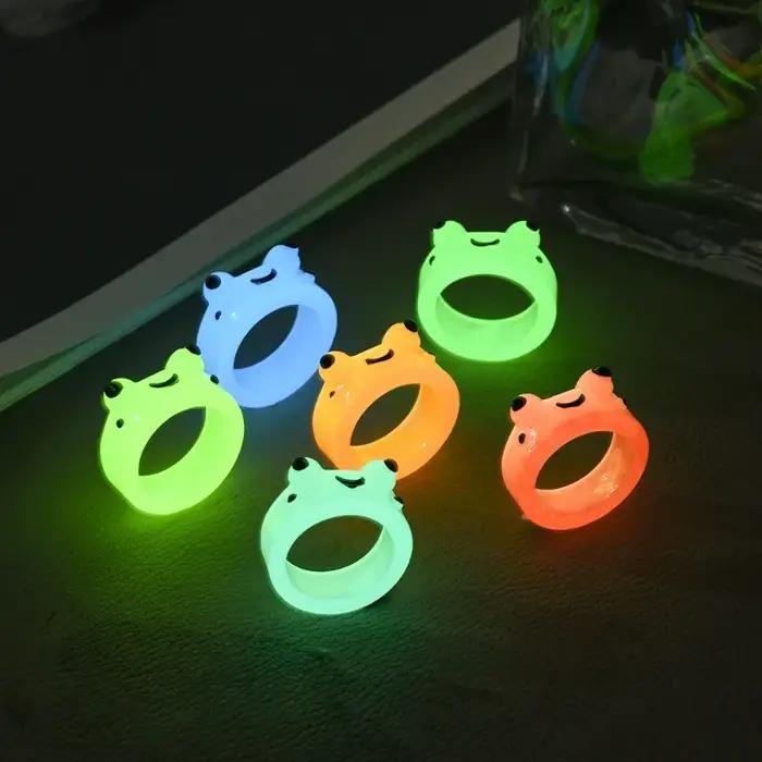 Bague grenouille Shoous en résine acrylique colorée pour femmes et filles