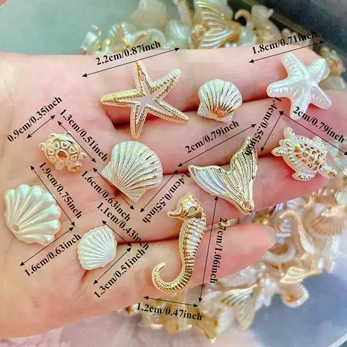 30 bracelets de perles de la série Marine, accessoires inspirés de l'océan avec coquillages en résine, conques, hippocampes, idéaux pour les sorties à la plage