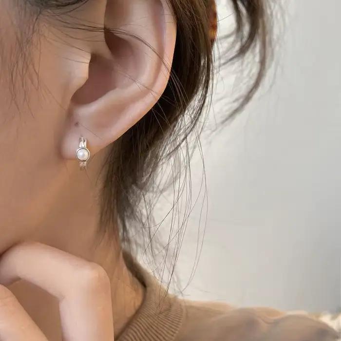Boucles d'oreilles en perles d'argent 925 pour femmes style classique forme de carillon bijoux anti-allergie accessoires de fête cadeau occasions spéciales
