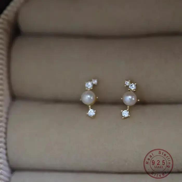Boucles d'Oreilles en Argent Sterling 925 Plaqué Or 14K pour Femme