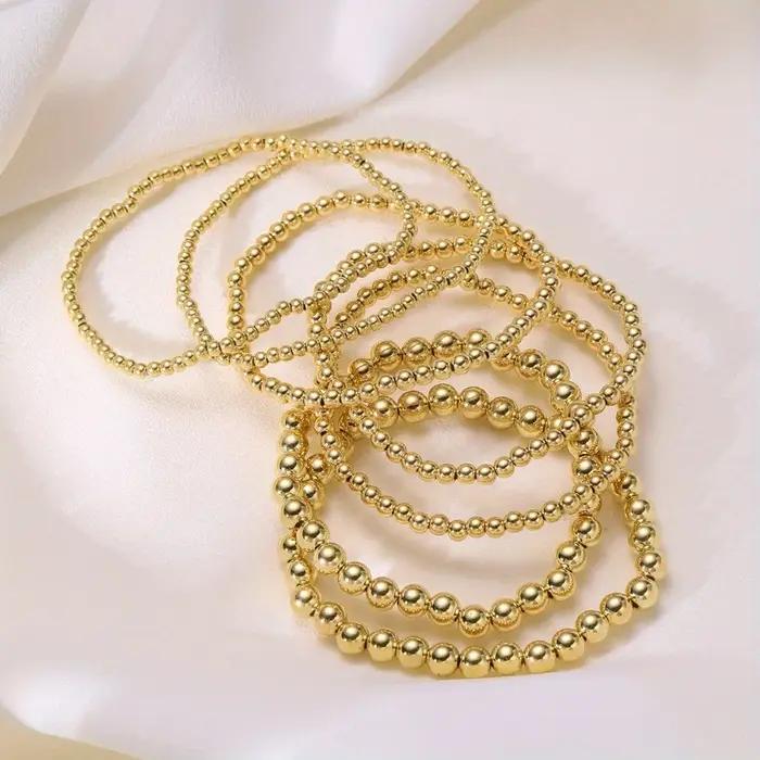 Ensemble de bracelets de perles dorées pour femmes