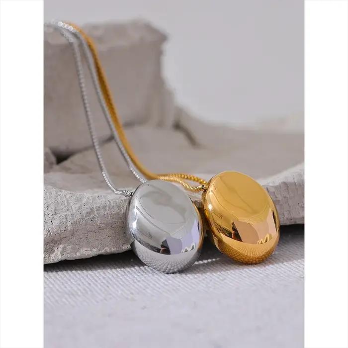 Yhpup 70 cm minimaliste longue unisexe pull chaîne bijoux en acier inoxydable 316l ovale pendentif collier pour hommes femmes étanche