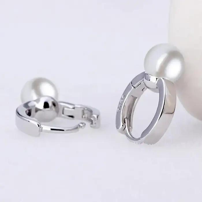 Nouvelle marque de mode 925 en argent Sterling vraie perle boucles d'oreilles de luxe pour les femmes brincos aretes créole S-E171