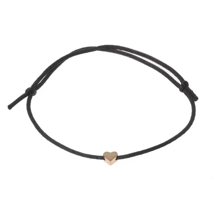 Bracelet à breloques cœur en cordon de coton et alliage protecteur pour homme et femme