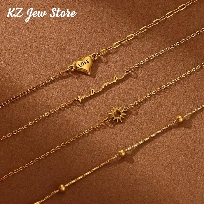 Bracelet en acier inoxydable or personnalisé avec lettres Maman pour femmes occasions spéciales de fête des mères mariage anniversaire