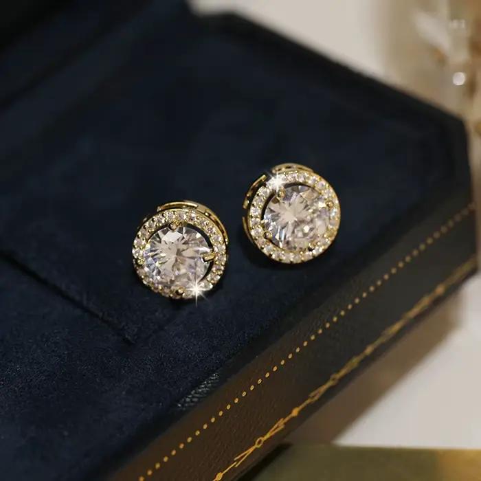 Boucles d'oreilles de luxe en zircone cubique or jaune pour femmes occasions spéciales vintage elegance discothèque soirée mariage