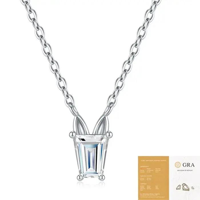 Collier en argent sterling S925 avec moissanite pour femme